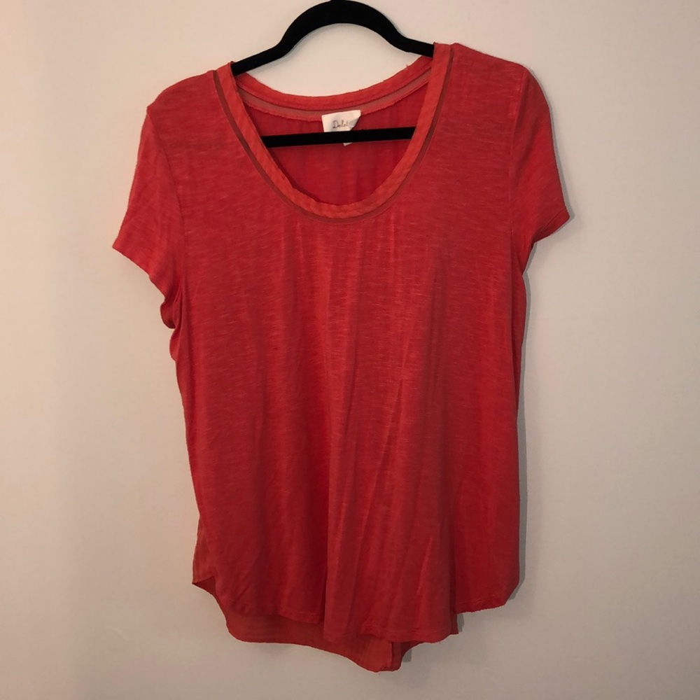 Anthropologie orange top with pleated back